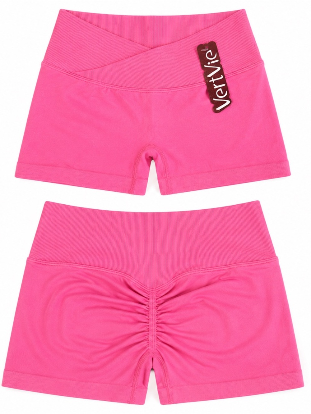 Pink High-Rise Crisscross & scrunch Biker shorts
